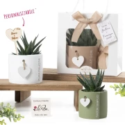 Bomboniera 2026 Porta Piantina HEART in Terracotta Cuoricino in Rilievo e Frase