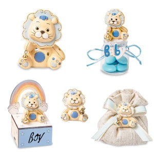 Bomboniere Battesimo e Nascita Bimbo 2025 Linea Lion Celeste in resina