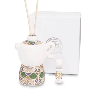 Bomboniere 2026 Linea Giglius Profumatore a forma di Moka con fantasia maioliche