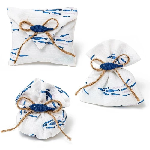 Sacchettini con pesciolini bianco e blu