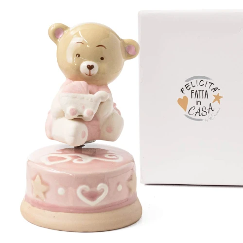 Bomboniere Linea Bibì Femmina 2026 Carillon con orsetto rosa