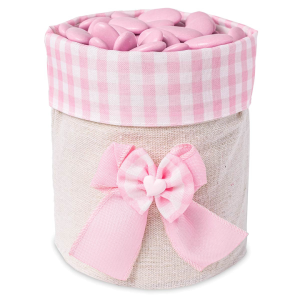 Confettata rosa rustica con fantasia quadretto e gessetto cuore
