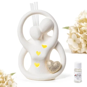 Bomboniere Profumatore Sposi Abbracciati LED in Ceramica