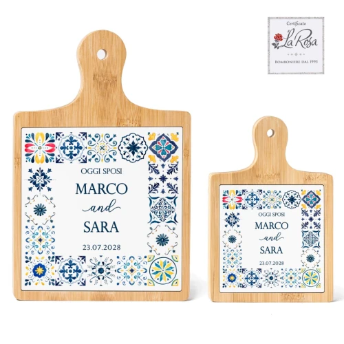 Bomboniere Tema Maioliche Personalizzate Tagliere in legno