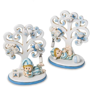 Ultimi 35 pezzi Bomboniere Icona Albero della Vita portafoto bimbo Celeste