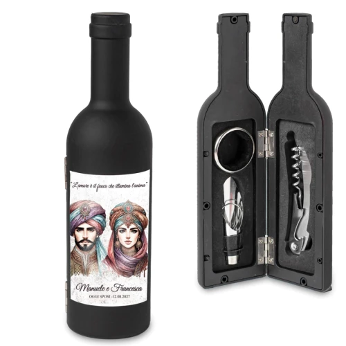 Idea Bomboniera Utile Teste di Moro Bottiglia di Vino Set accessori Vino