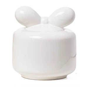 Bomboniera Zuccheriera in ceramica con Fiocco Bianca