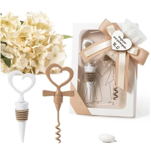 ⚡OFFERTISSIMA Bomboniere Utili Set Vino Apribottiglie e Tappo in Metallo Coppia Sposi