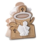 Idea Bomboniera Cresima scatolina legno con sacchetto Portaconfetti OFFERTISSIMA