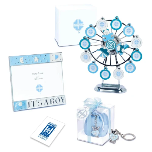 Bomboniere Solidali Quadrifoglio Linea Nuvola Battesimo e Nascita Maschio 2026