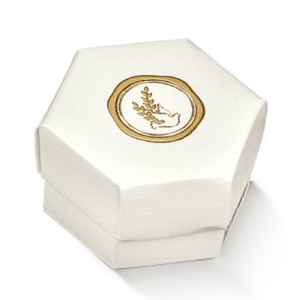 Scatolina portaconfetti Esagonale Cresima stile ceralacca con colomba oro