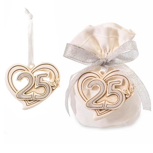 Bomboniere nozze d\'Argento ciondolo cuore 25 anniversario Matrimonio