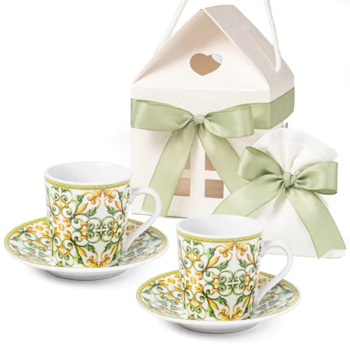 Bomboniere Matrimonio 2025 Maioliche Set 2 tazzine con piattino