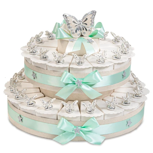 Torta Bomboniere tiffany con Farfalle da 35 fette