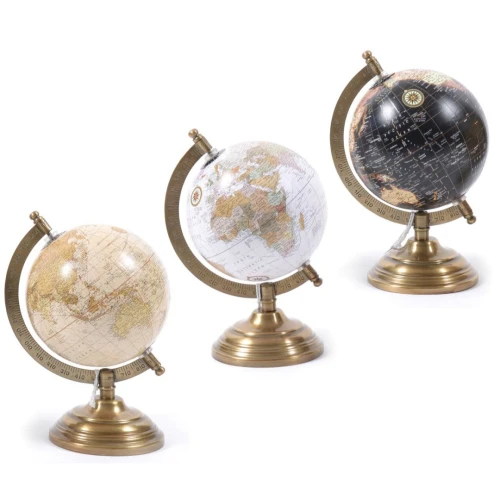Bomboniere tema viaggio mappamondo vintage in metallo 21 cm