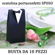 10 pz scatoline porta confetti a forma di sposo