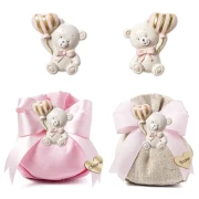 Bomboniera 2026 Magnete Linea Pupo Rosa in Resina con Palloncino