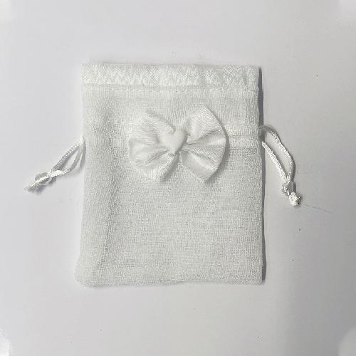 Ultimi 10 pezzi Bomboniera Sacchettino Elegante Bianco in stoffa con fiocco e cuore
