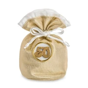 Sacchettini portaconfetti in Yuta Dorato con Applicazione 50