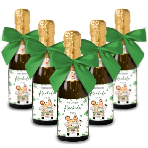 Bomboniere Mini bottiglie Prosecco Personalizzate o Segnaposto Tema Giungla