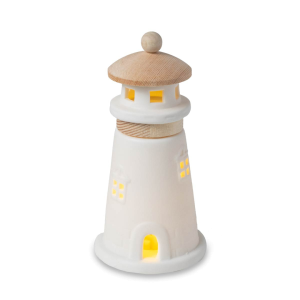 Bomboniere Tema Mare Faro Led Medio in porcellana e legno