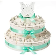 Torta Bomboniere tiffany con Farfalle decorate da 35 fette
