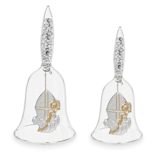 Bomboniera cresima Campanella in vetro soffiato con strass e placca in argento