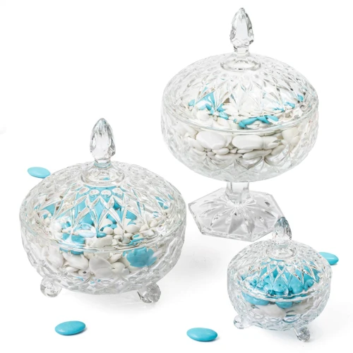 Contenitori confettata scatola porta-confetti con coperchio in vetro con decorati