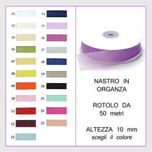 nastro in organza 10 mm rotolo da 50 mt