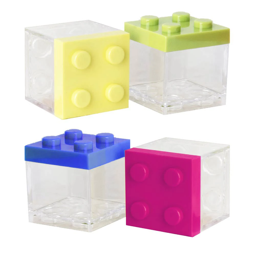 10 Scatoline Portaconfetti In Plexiglass A Forma Di Mattoncini (Colore Rosso)