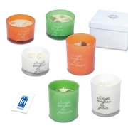 Bomboniere Solidali Quadrifoglio Linea Aura 2026 Portacandele colorati in vetro con candela