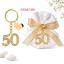 Bomboniere Nozze d\'Oro o Compleanno Portachiavi 50 oro con strass in metallo