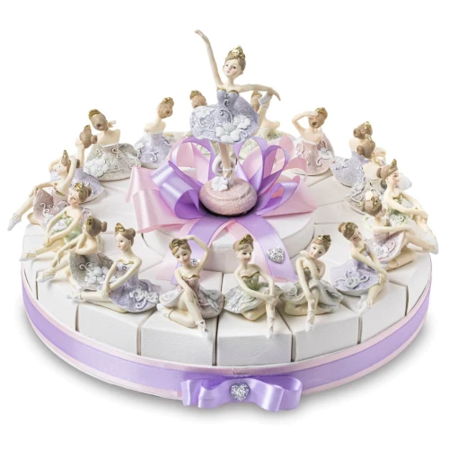 Torta Bomboniere Battesimo e Comunione 18 fette con Ballerine