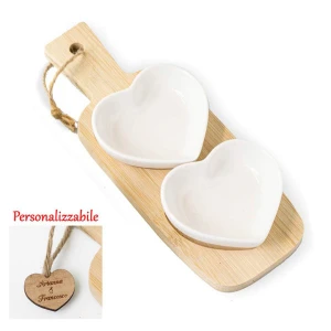 Bomboniera antipastiera 2 ciotole bamboo personalizzabile
