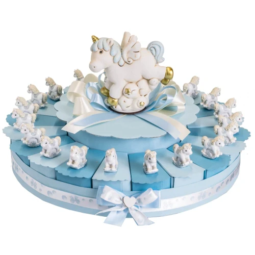 Torta Bomboniere Battesimo e Nascita con Cavallini per Maschio