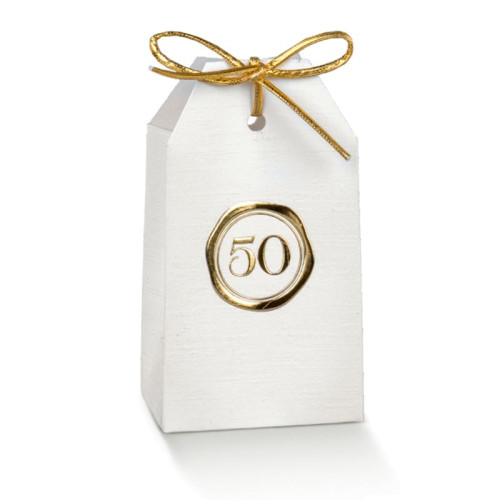Scatoline portaconfetti Nozze D'Oro stile ceralacca con numero 50