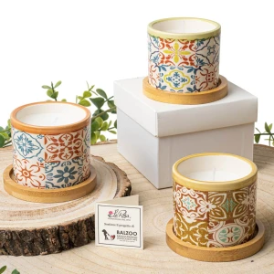 Bomboniere Linea Corinto 2026 Candela con tappo fantasia maioliche