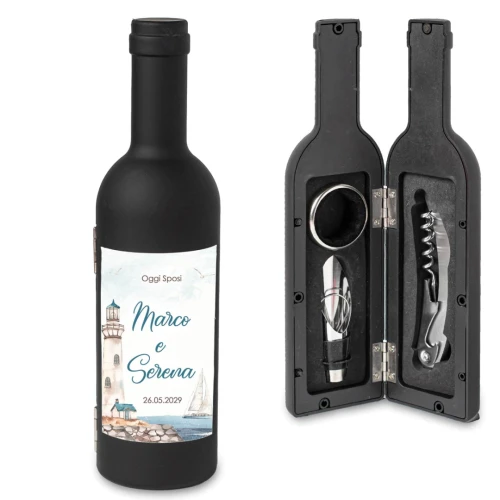 Idea Bomboniera Utile Tema Mare Bottiglia di Vino Set accessori Vino