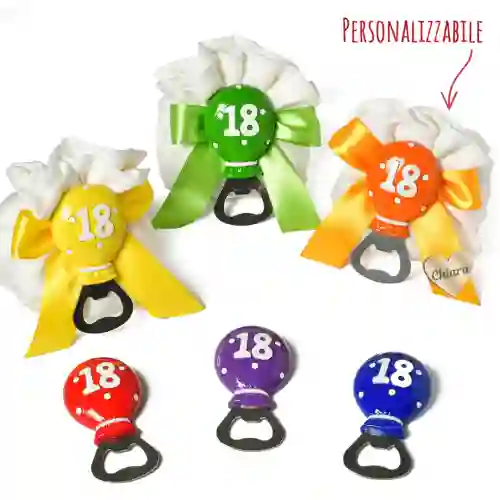 Bomboniere Linea Diciotto 2025 Apribottiglie con magnete colorati con palloncini 18° Compleanno
