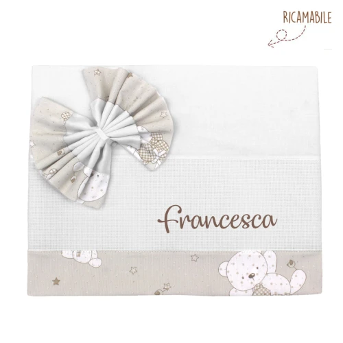 Coordinato Culla 3pz ricamabile con orsetti neutri