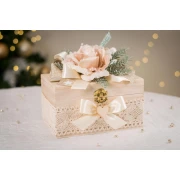Idea Regalo Natale - Cofanetto decorato con Fiocchi e Rosa