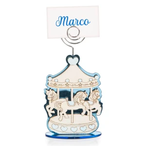 Bomboniere Battesimo e Nascita Maschio 2026 Linea Carosello Clip Segnaposto OFFERTISSIMA