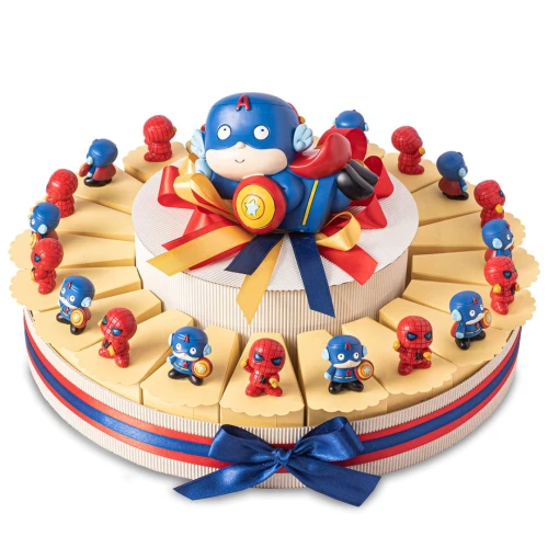 Torta Bomboniere per Maschio 20 Fette con Spiderman e Capitan America