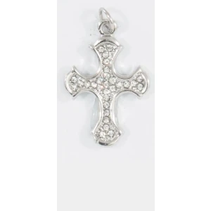 ciondolo croce con strass in zama