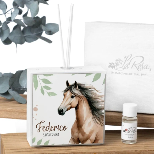 Bomboniere 2026 Tema Equitazione Profumatore a LED Personalizzabile