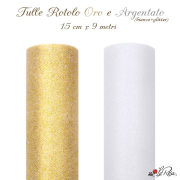 TULLE A ROTOLO ORO e GLITTERATO - 9 metri