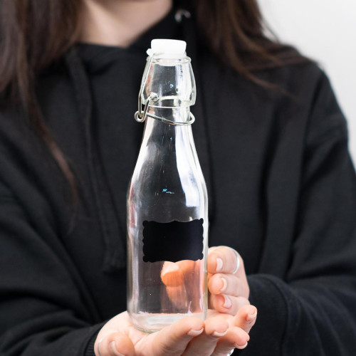 Bottiglia in vetro con tappo ermetico e etichetta scrivibile 250 ml