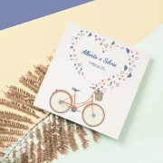 Partecipazione Matrimonio Originale con bicicletta e cuori Arancio - Sesia
