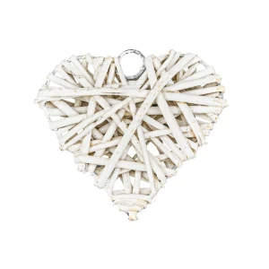 Cuore di vimini bianco 8 cm