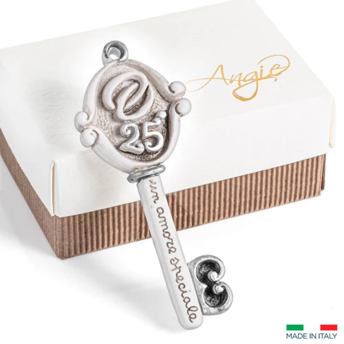 Bomboniere Nozze Argento Chiave numero 25 in marmo